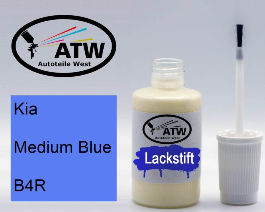 Kia, Medium Blue, B4R: 20ml Lackstift, von ATW Autoteile West.